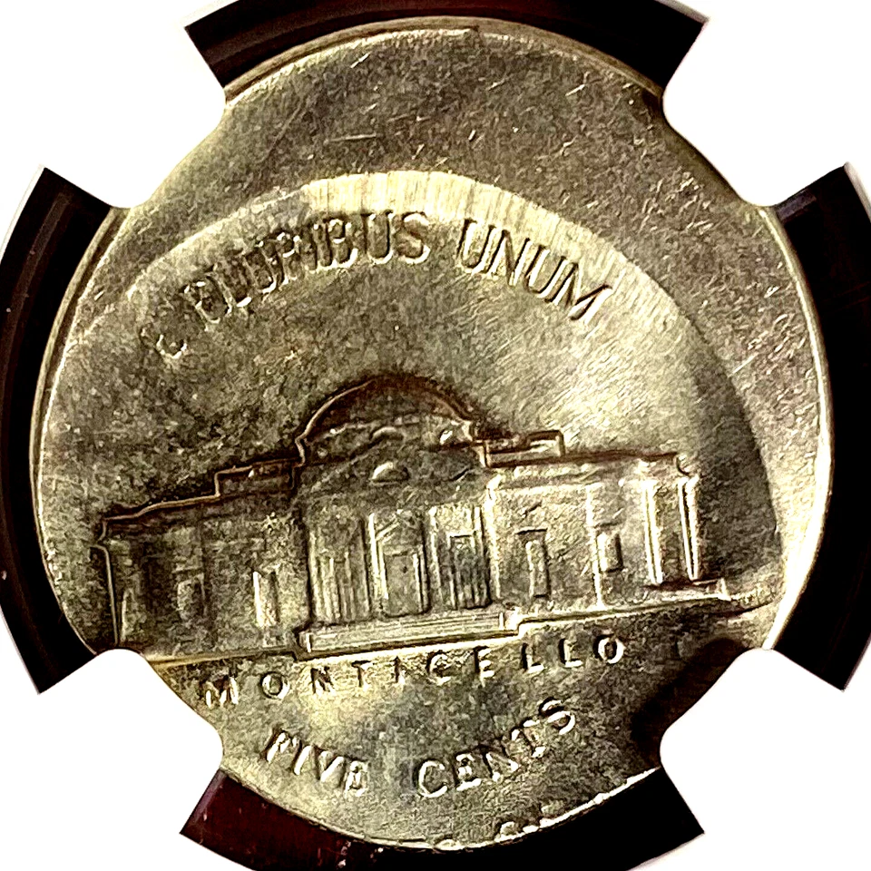 NGC MS-66 SIX STEPS  6 FS! 1970-S JEFFERSON NICKEL STRUCK 20% OFF CENTER ERROR - Image 2 of 3