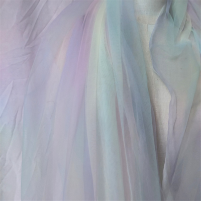 Tissu Maille Dentelle Organza Arc-en-ciel - Au Mètre Pour Rideaux, Robes, Déco DIY - Polyester Multicolore