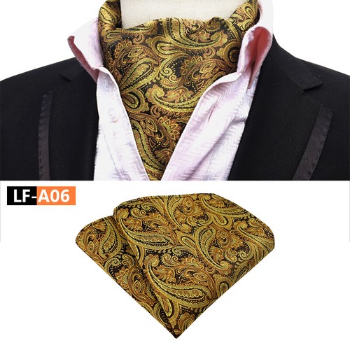 New Classic Men's Ascot Cravat Tie Silk Paisley Blue Scarves Cravat Hanky Set - Afbeelding 45 van 45