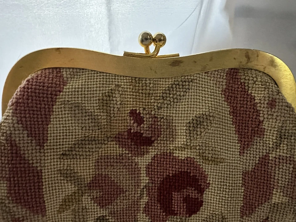 Tapeçaria vintage Henry A La Pensee Paris bolsa embreagem antiga França - Imagem 3 de 4