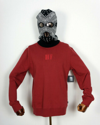 Huf Worldwide Sweatshirt Sweat Crewneck Hooded Hoodie Serif Crew Rosewood in M
