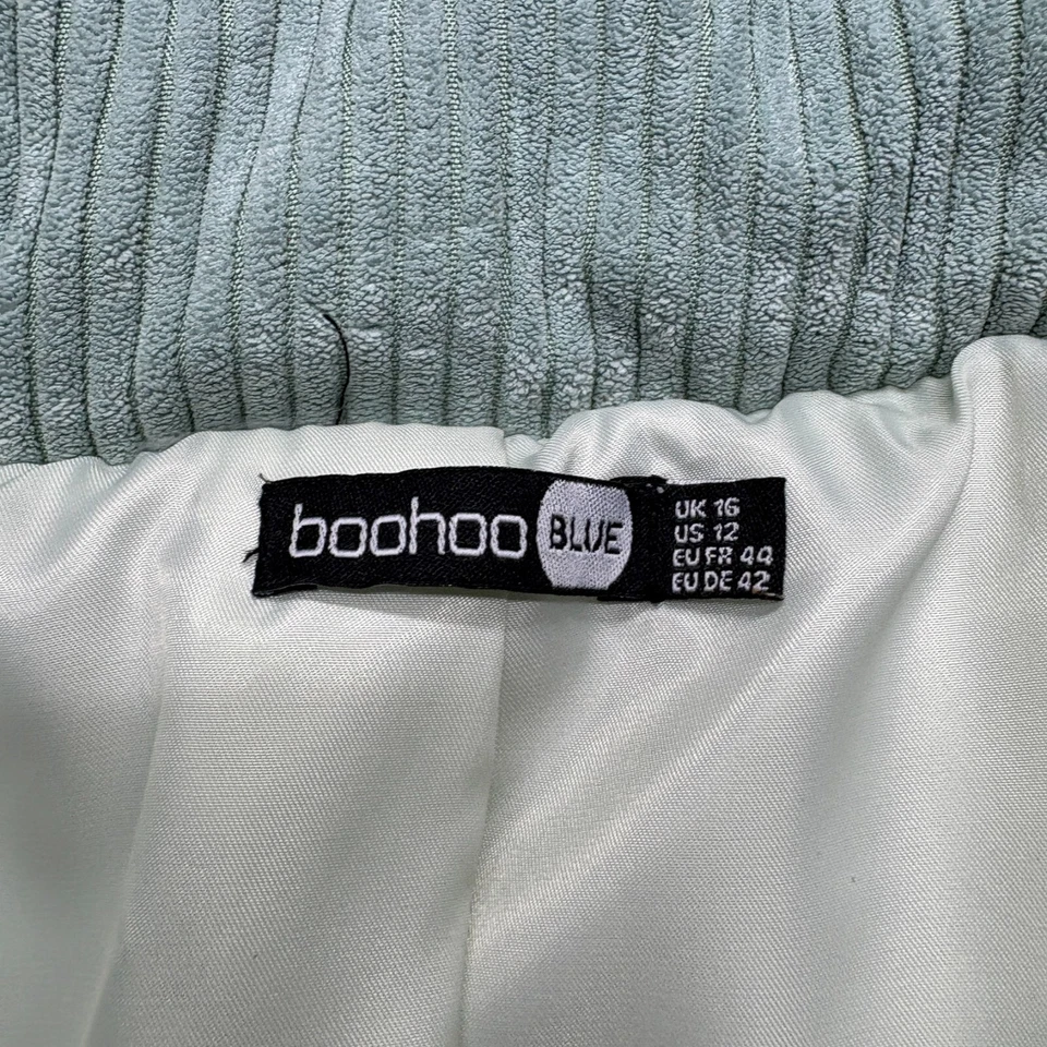 Chaqueta acolchada de pana azul Boohoo para mujer grande azul verde Foto 3 de 4