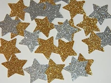Star confetti Gold and Silver Glitter Star Confetti party  cut outs 100pcs