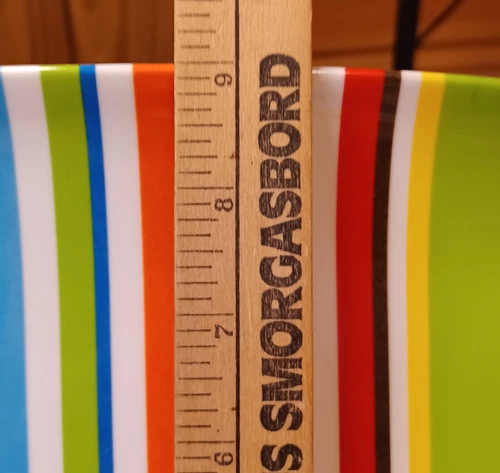 BED BATH & BEYOND Colorful Striped Melamine Rectangle 12" Dinner Plate -Set of 4 - Picture 3 of 4