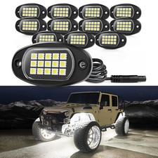 12 Pods LED Rock Lights 6000K Pure White for Truck Underglow Wheel Well Lighting