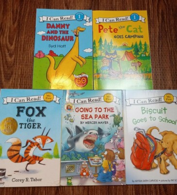 NEW I Can Read Level 1 Five Book Lot Fox Tiger Pete Cat Clark Shark Duck Dino