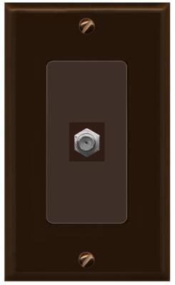 RiteAV 1 Port Coax Cable TV F-Type Wall Plate 1 Gang [Brown/Brown]