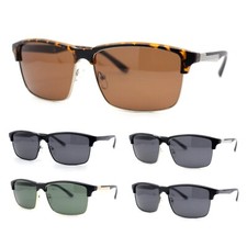 Polarized Hipster Narrow Rectangle Half Horn Rim Fashion Sunglasses