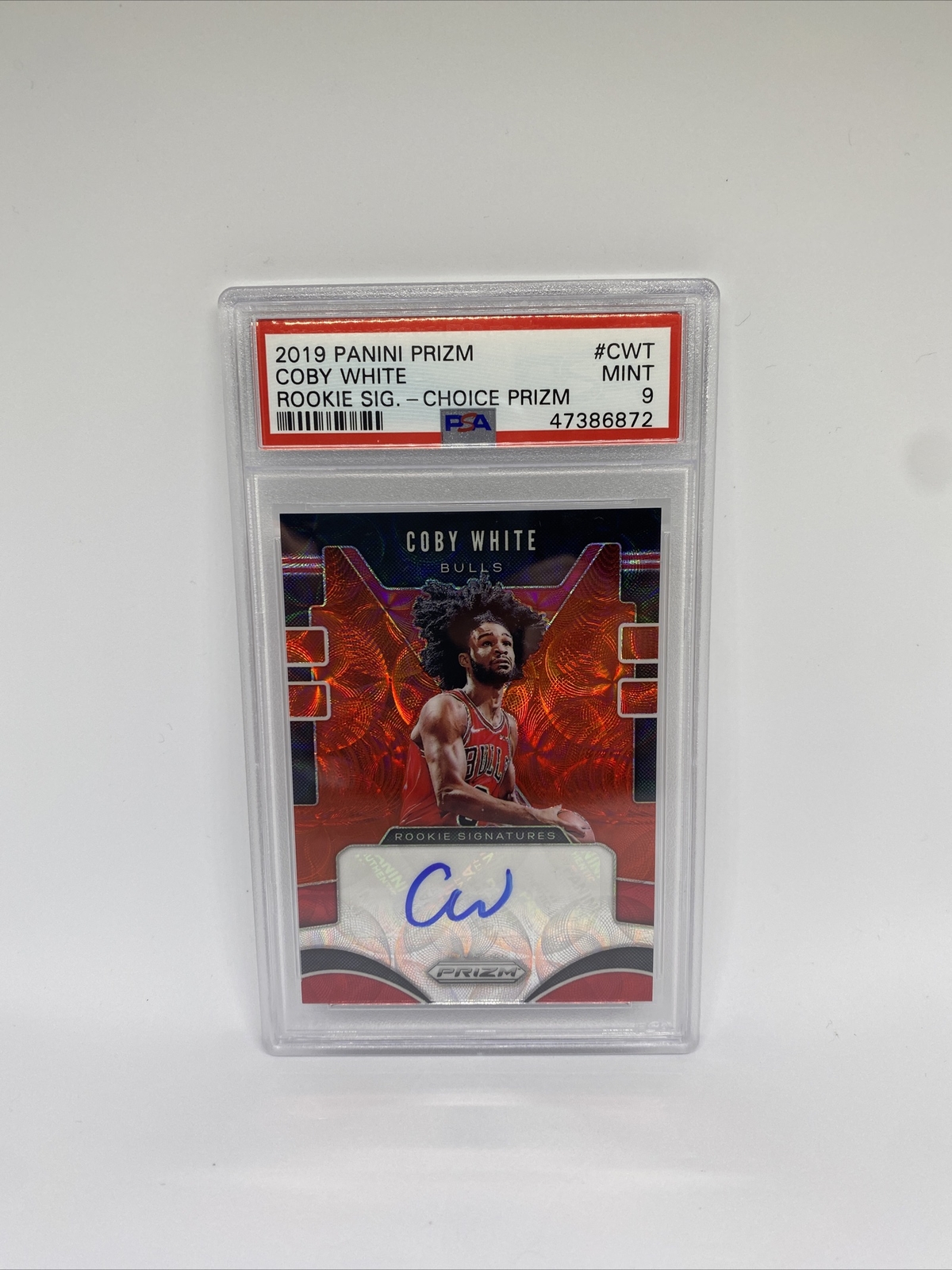 2019-20 Panini Prizm Choice COBY WHITE Rookie RC Signatures Auto Red #CWT PSA 9