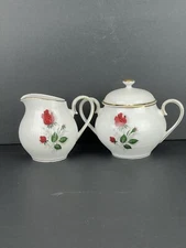 Mitterteich Bavaria Rose Design 60 Sugar & Creamer Set Germany 650/2