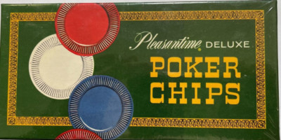 Pleasantime Deluxe Poker Chips Red,White, Blue 1963 Pacific Plastic New Sealed!