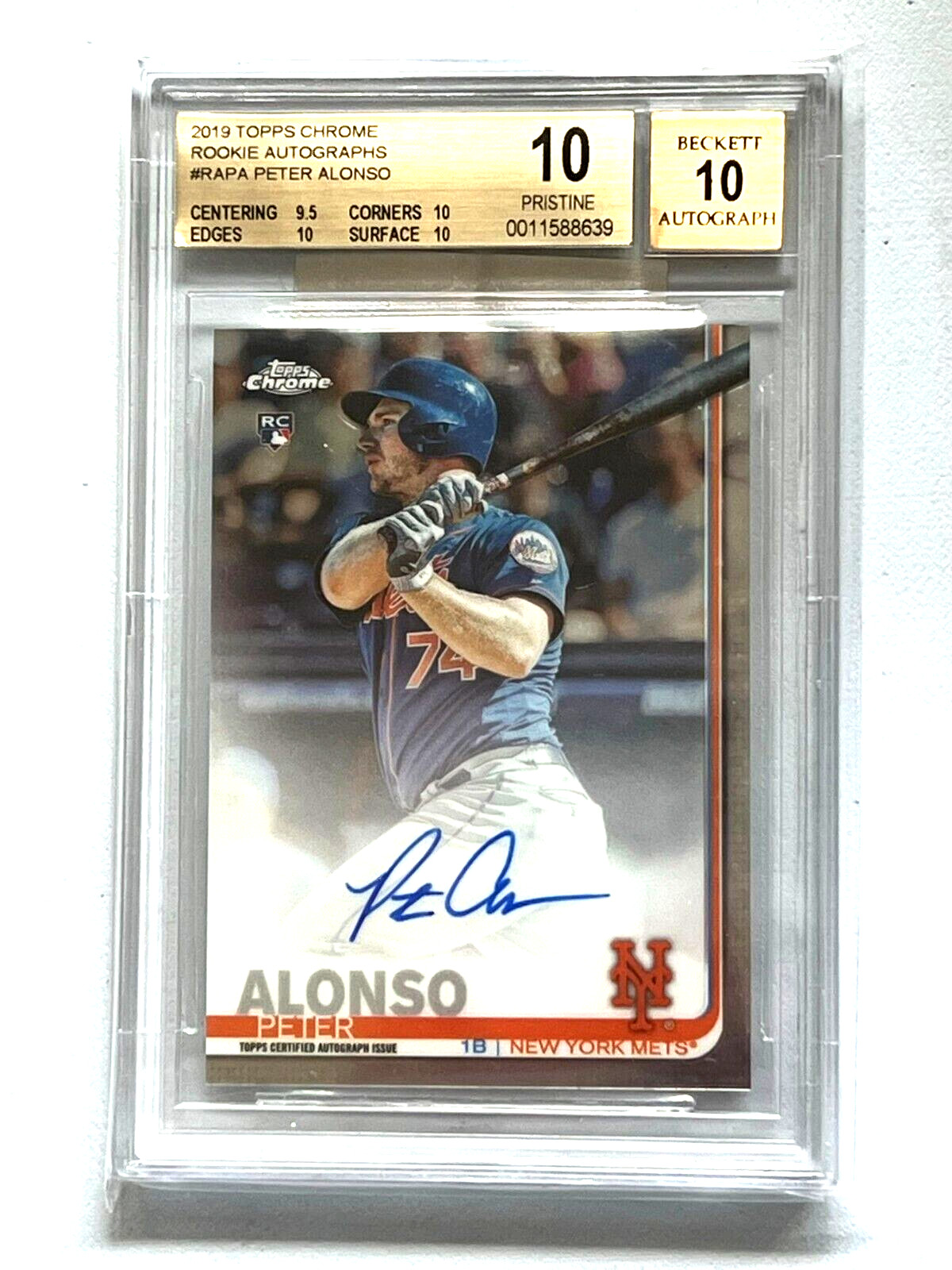 Pete Alonso 2019 Topps Chrome AUTO #RA-PA RC BGS 10/10 PRISTINE* METS 8639
