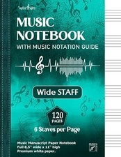 Music Notebook wide Staff Music Manuscript Paper Notebook 12... by MusicArts
