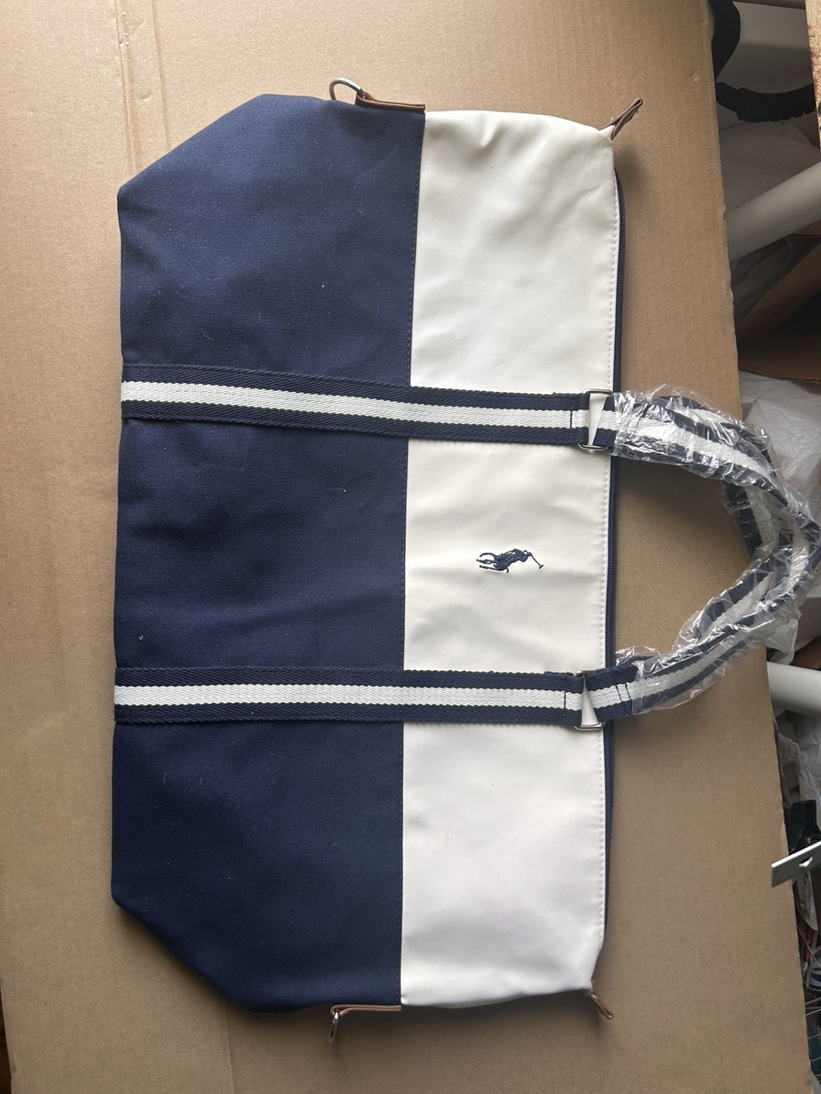 Ralph Lauren Tote Bag Canvas and Vinyl Nautical Blue and White | eBay