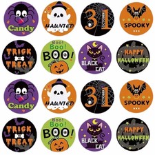 Happy Halloween Stickers Trick or Treat Party Bag Crafts Kids easy stick Label