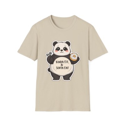 Kinda Fit Kinda Fat Panda T-Shirt | Cute Panda with Donut Graphic