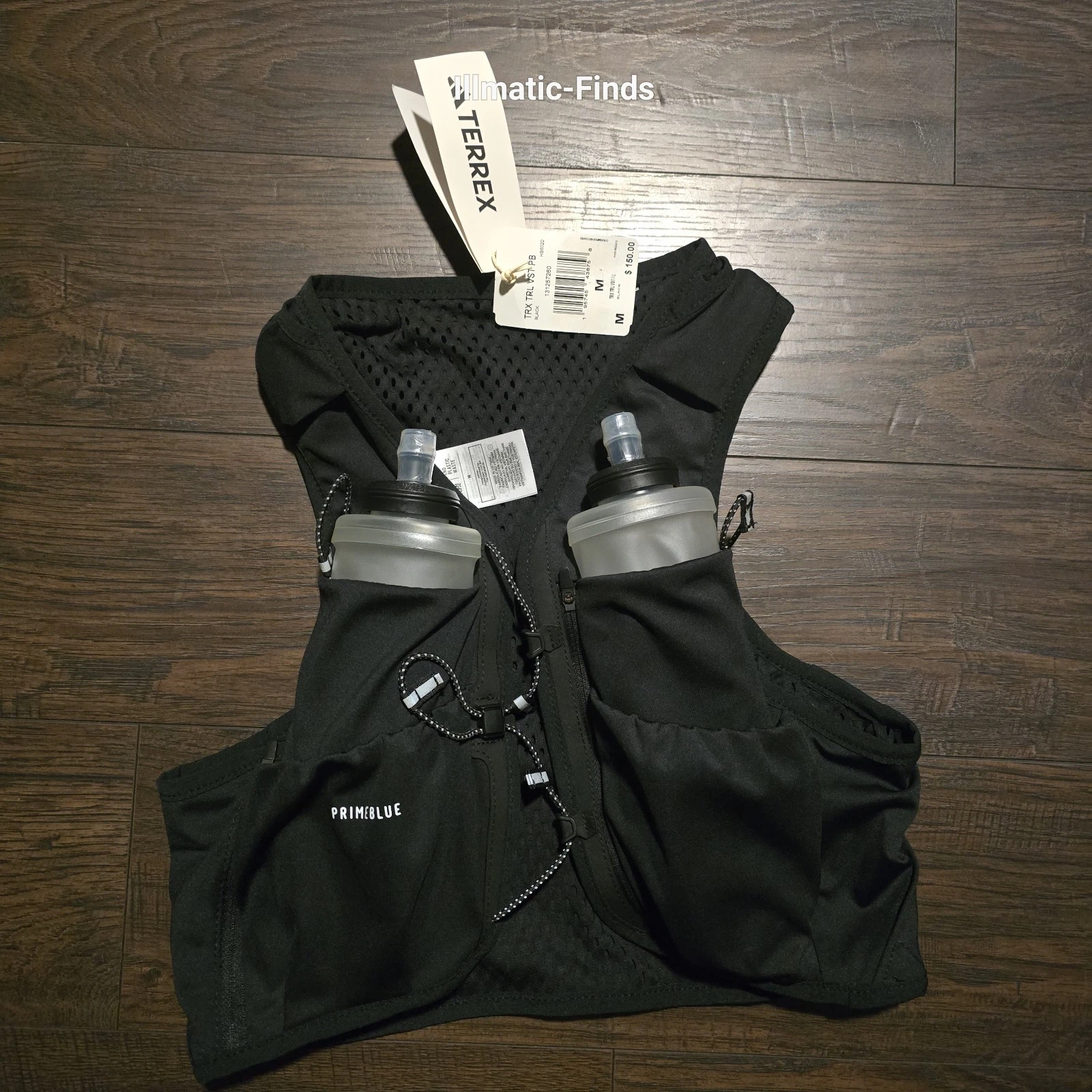 adidas TERREX Trail Running Primeblue Hydration Vest Pack Sz Medium w/ 2 Bottles