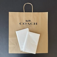 NEW Coach Gift Shopping Bag Tote & Logo Paper Tissues Large 18" x 18 1/2" x 7"