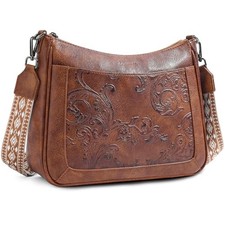 Crossbody Bags for Women,Vegan Leather Crossbody Purse with Adjustable 01-brown