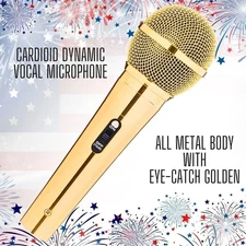 RhymKawa Sparkle Gold Cardioid Dynamic Vocal Wire Microphone
