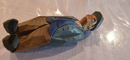 2 handgeschnitzte Männer Holz Figuren bayrisch 5" und 4" Pirat Vintage - Bild 13 von 17