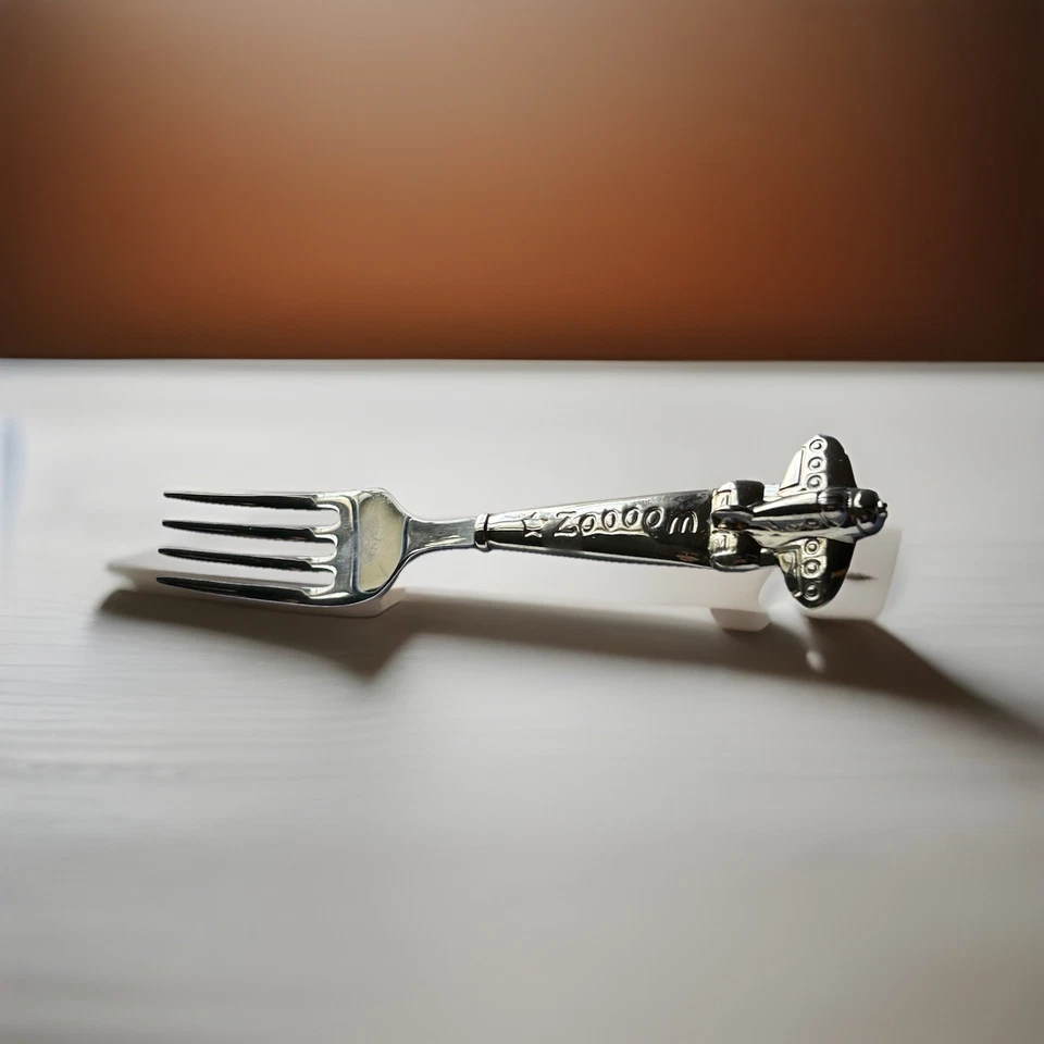 Tenedor de avión con zoom de acero inoxidable Reed & Barton cubiertos bebé niño pequeño Foto 3 de 4