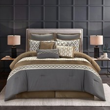 Stratford Park Geometirc King Size Comforter Set, 10 Piece, Jacquard Home Dec...
