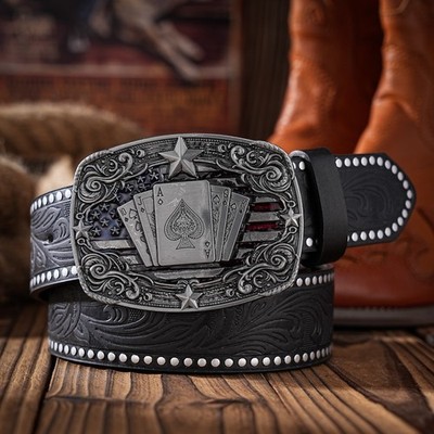 Gürtel Karten mit Gürtelschnalle schwarz Western Belt Buckle Cowboy Line Dance
