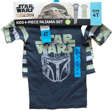 Disney STAR WARS Mandalorian 4 Piece Pajama Set BOY /Green, Size 4T