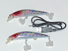 2 Fishing Lures Sea Saltwater Freshwater USB Charging With Red Light