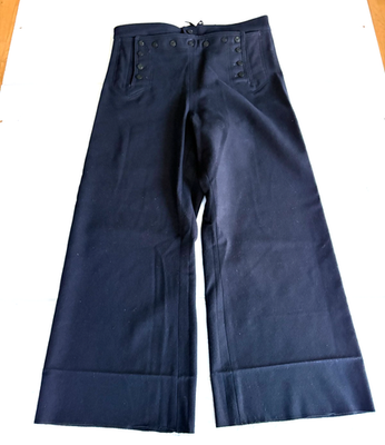 VIETNAM ERA U.S. NAVY SAILOR 13 BUTTON WOOL CRACKER JACK PANTS (36