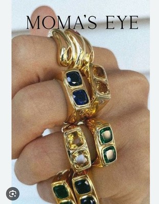 Ring Gold 14 Karat Gold Vermeil über Moma s Eye Pinky Größe 2 Smaragd