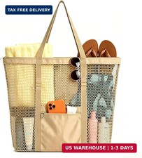 Large Mesh Beach Tote Bag for Women, Foldable Lightweight Swimming Pool Bag with