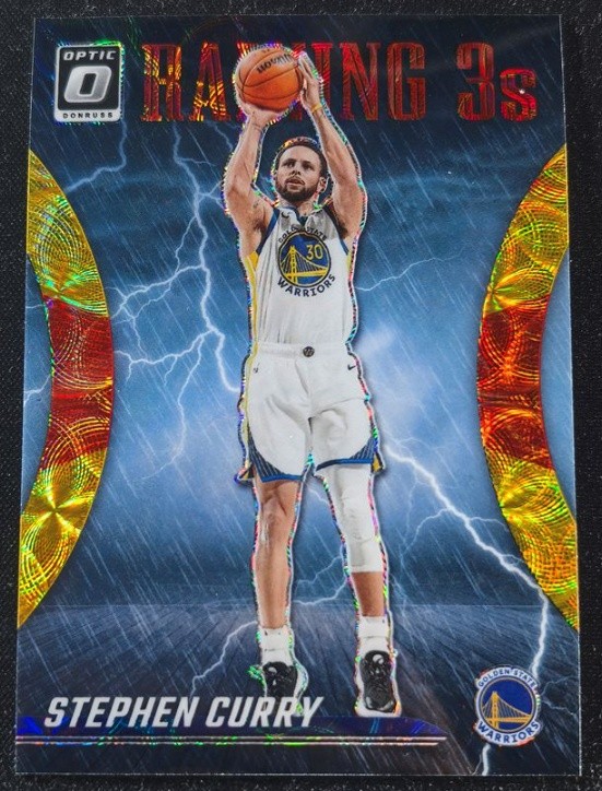 Stephen Curry 2023-24 Panini Donruss Optic Raining 3S Yellow Red /99 #9