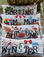 4er Set Jahreszeiten Kissen Primitive Sampler...