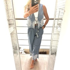 Jeans Denim Zweiteiler Set Damen Boho sommer ...