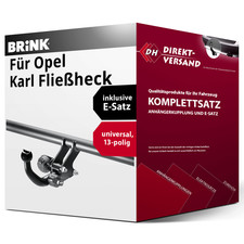 Anhängerkupplung abnehmbar + E-Satz 13pol universell für Opel Karl Fließheck 15-