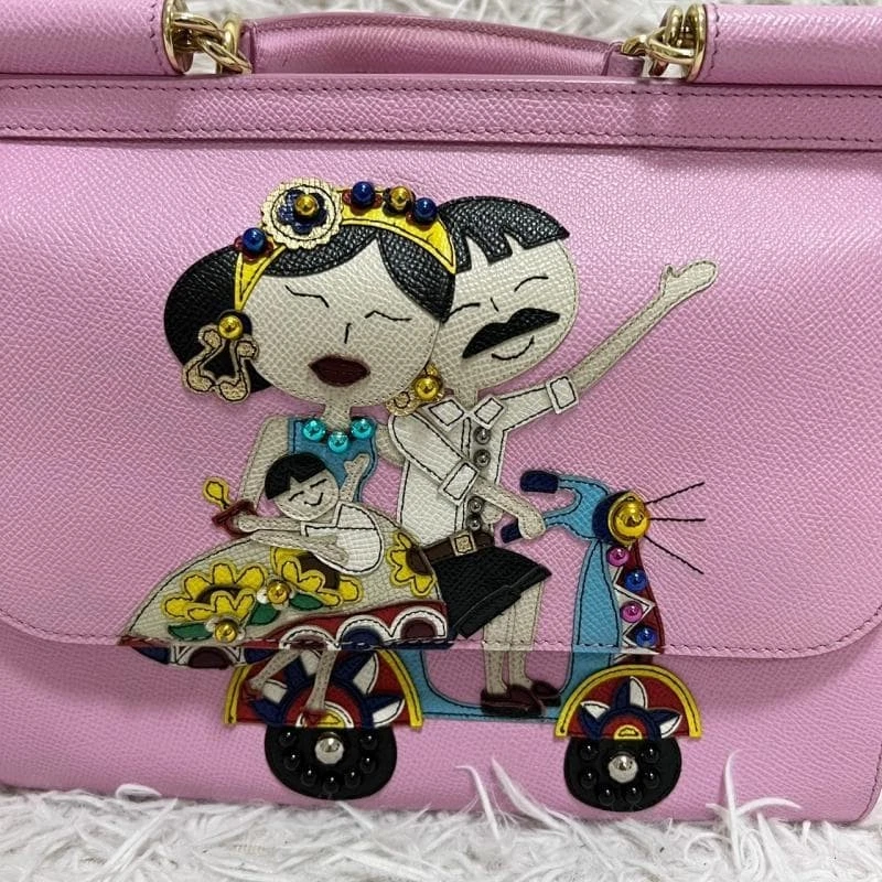 Bolso de Mano Dolce&Gabbana Sicilia DG Familia 2WAY D&G Cuero Rosa Foto 2 de 4