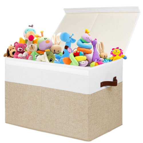 Large Toy Storage Box with Lid Chest Bin Organizer Basket with Dividers for Kids - Picture 1 of 7