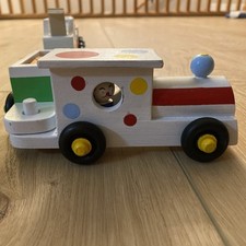 Wood Train Set Wooden Engine  four train cars and five animals