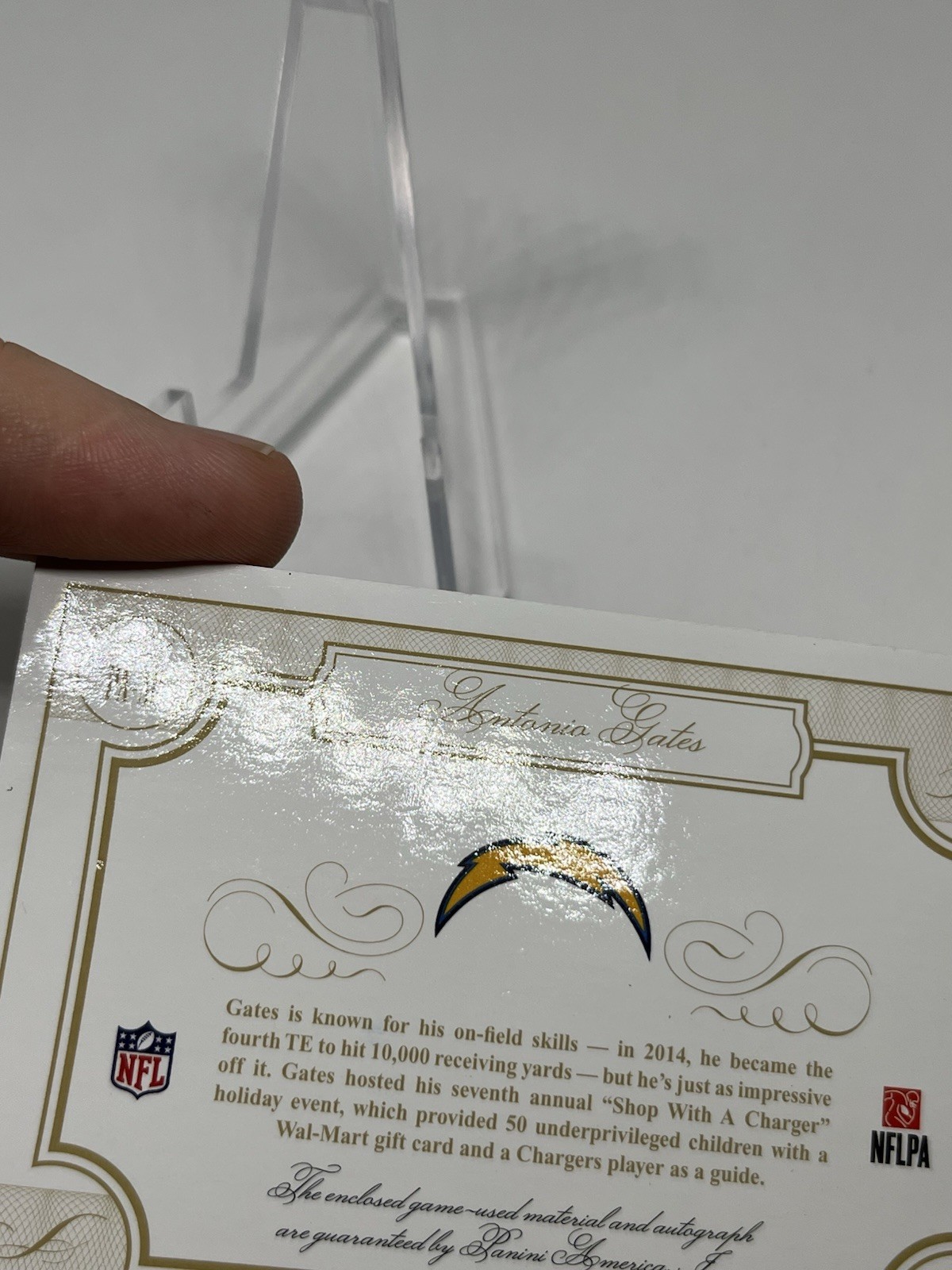 Antonio Gates 2015 Panini Flawless Game Used Patch Auto /20 4-Color Chargers view 5