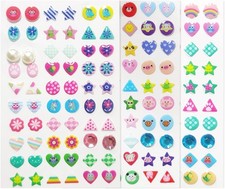 180Pcs Stick On Earrings for Girls Kids Self Adhesive 3D Gem Sticker Earrings