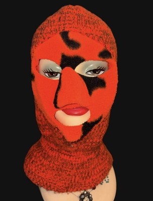Blaze Orange Hunting Ice Fishing KnitSki 1980s Face Mask Hat USA