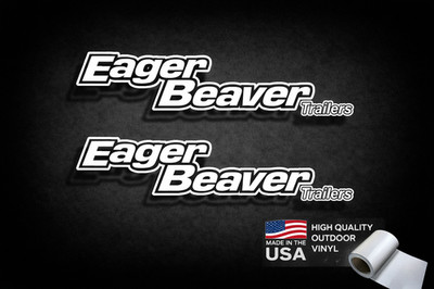 (2) Eager Beaver Trailers Replacement Graphics / Stickers 18''-36'' Black or white