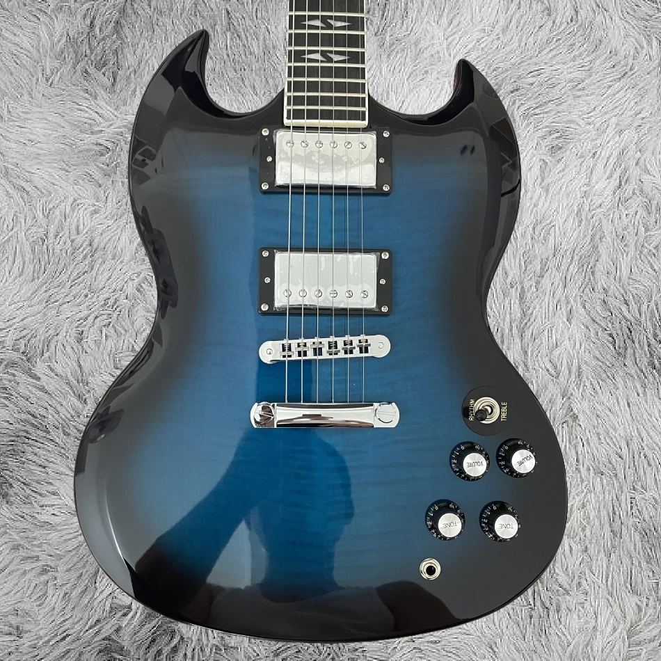 Rosewood Fretboard Black Ring Blue Chrome Plated Accessories SG Electric Guitar - Image 3 of 4