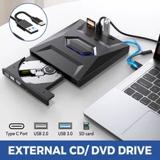 External CD DVD Drive for Laptop USB C Portable CD/DVD Burner Player USB 3.0 Hub