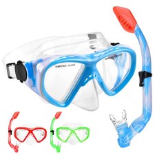 Kids Snorkel Set Dry Top Snorkeling Gear for Youth Boys Girls Blue Blue