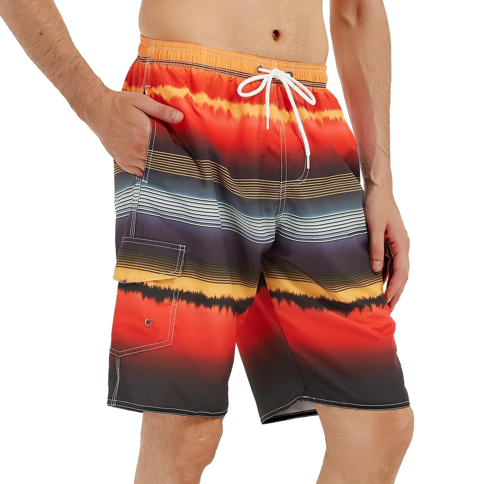 Mens Swim Trunks Swimming Shorts Swimwear Bathing Suits Quick Dry 11 Inch wit...