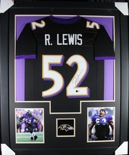 RAY LEWIS (Ravens black TOWER) Signed Autographed Framed Jersey JSA