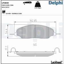 Bremsbelagsatz, Scheibenbremse DELPHI LP3849 FORD USA MUSTANG Coupe 4 2004-201